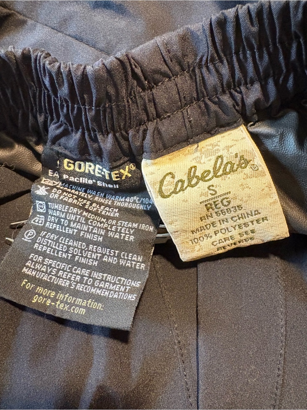 Cabela's Black Gore-Tex Elastic Waist Rain Pants - youth Small